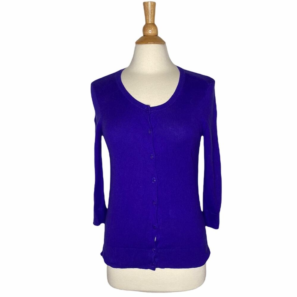 Loft Bright Blue/Purple Button Up Cardigan D29